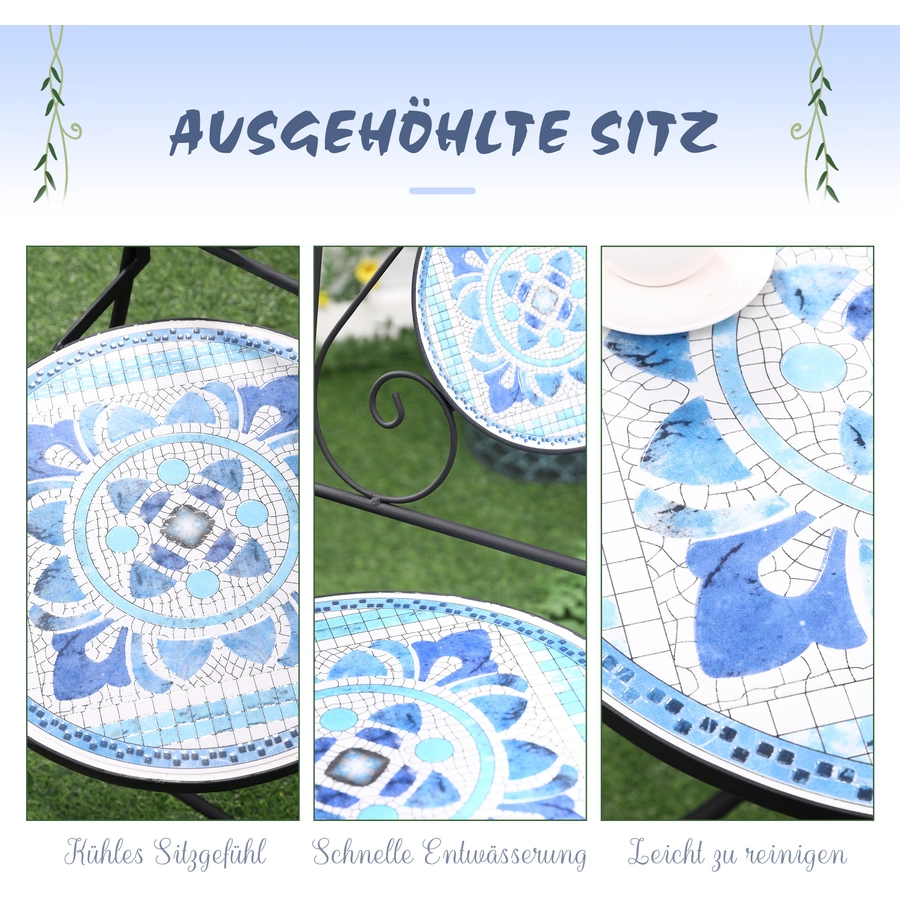 Outsunny Gartenmöbel-Set mit Stahlrahmen blau, schwarz