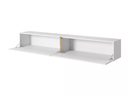 Meuble TV 200 cm - blanc avec insert doré - BISIRA