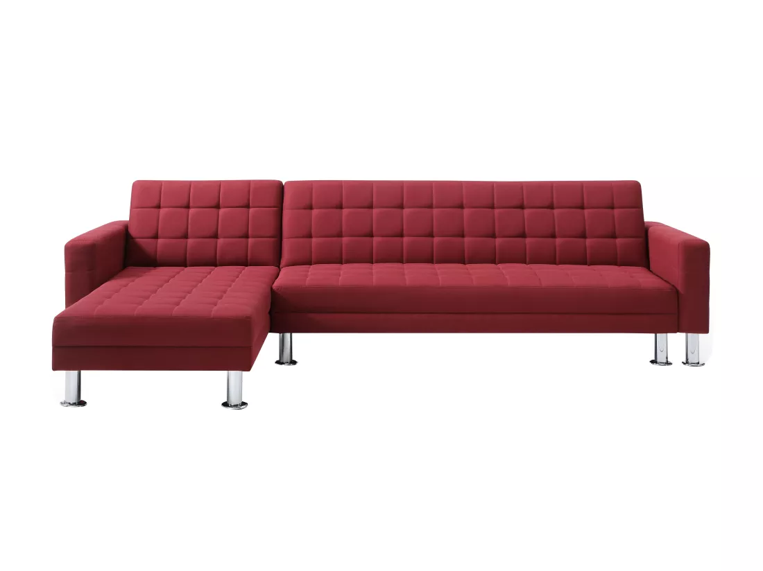 Canapé d'angle convertible et réversible en tissu rouge WILLIS II