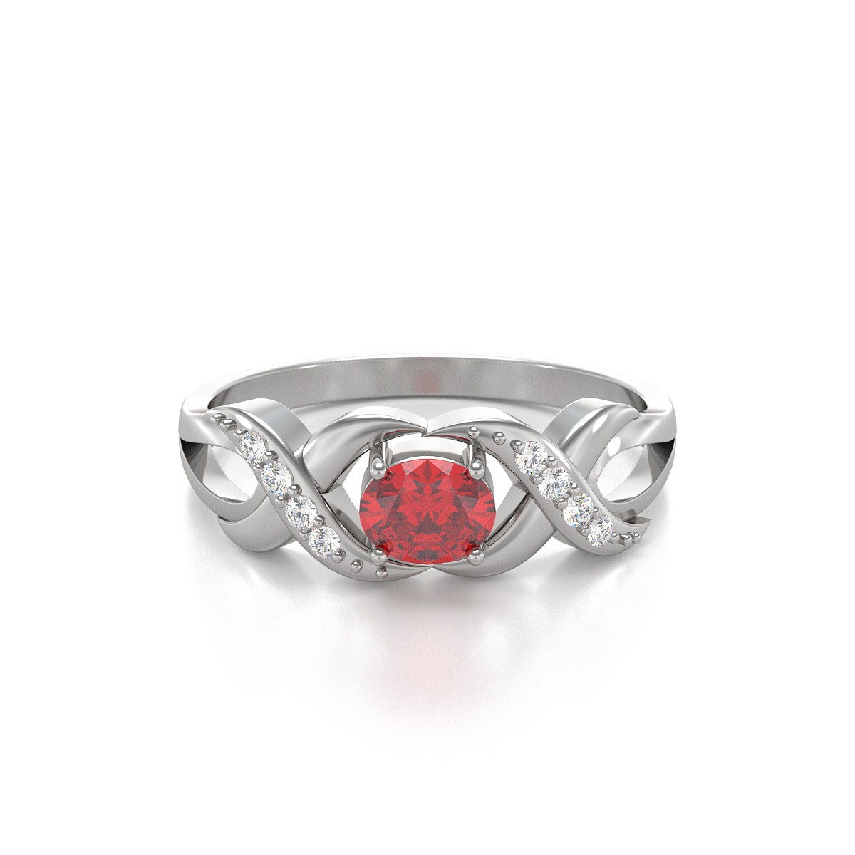 Bague ADEN Or 585 Blanc Rubis et diamants 2.684grs