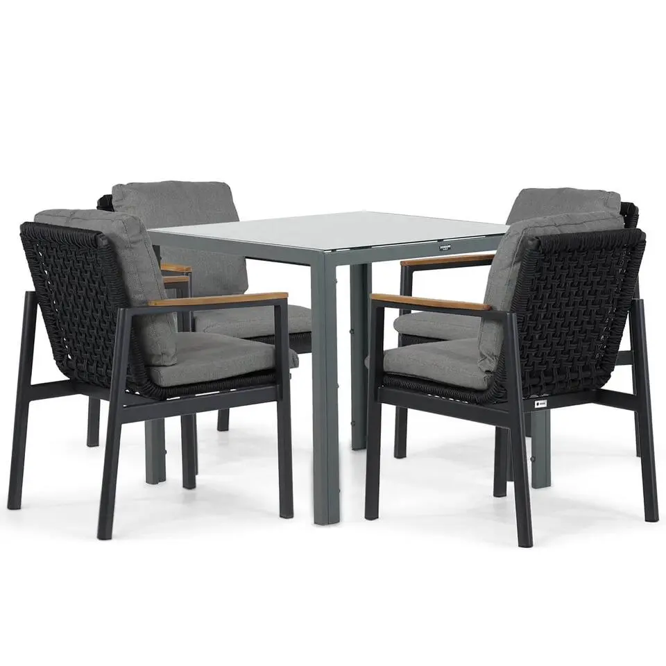 Tuinset 4 personen 85 cm Aluminium/rope Grijs Coco Ralph/Venustas