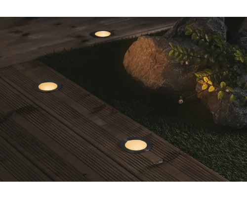 Paulmann Plug & Shine LED-vloerinbouwlamp, enkelvoudig, insectenvriendelijk, 2W, 90 lm, 2200 K, zilver, 230/24 V