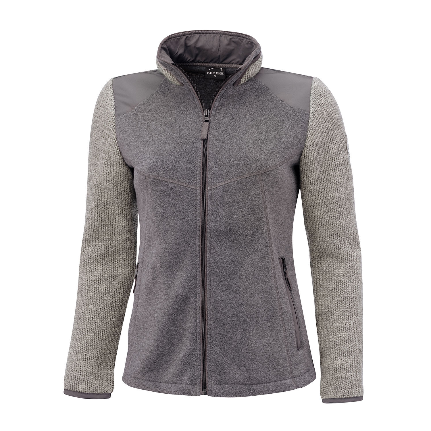 Damen Fleece Jacke mit gestrickten Ärmeln