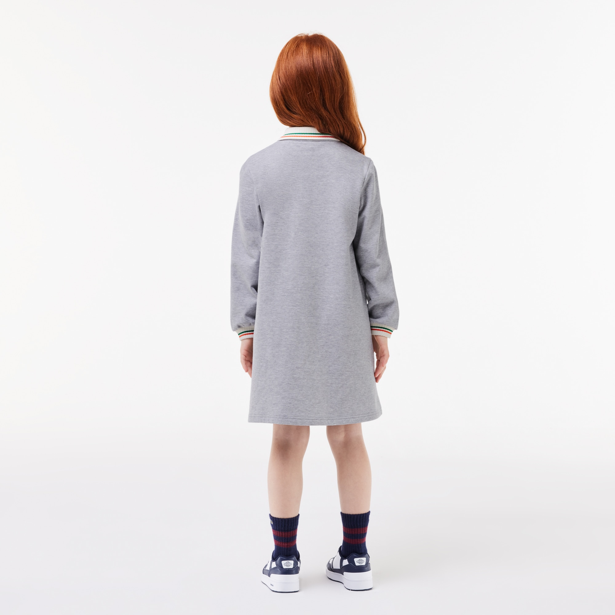 Robe polo avec patte zippée en piqué bouclette Pantalons & Robes - Gris - Lacoste - Fille