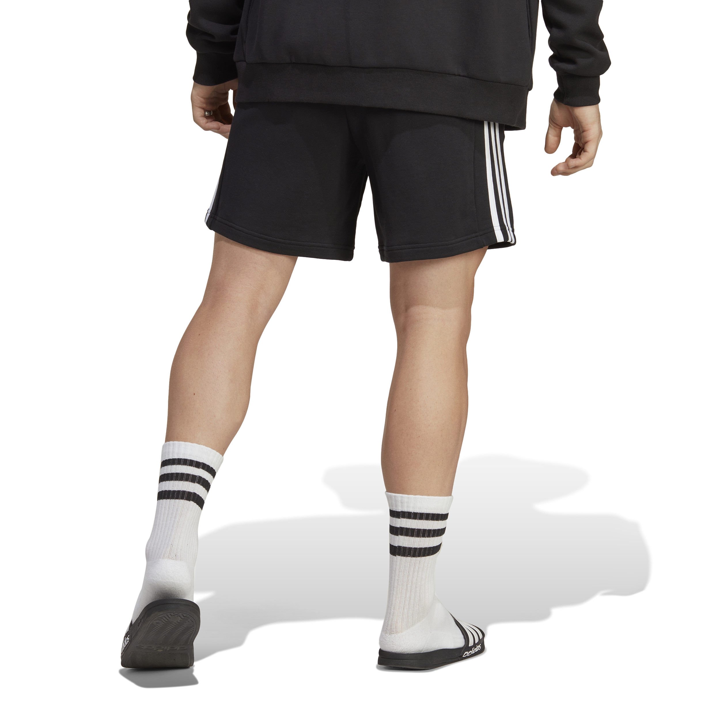adidas 3 Stripes French Terry Shorts Hommes - Noir , Blanc