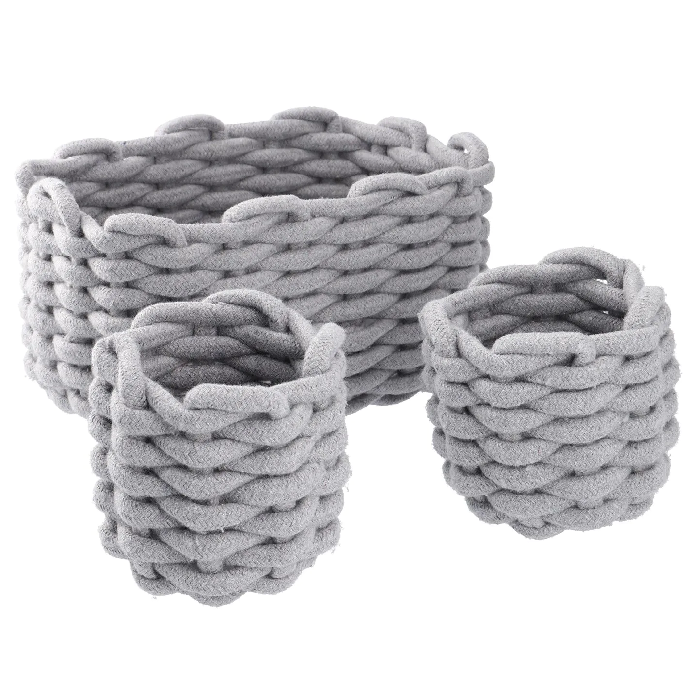 3er Set Deko-Korb Strick, grau