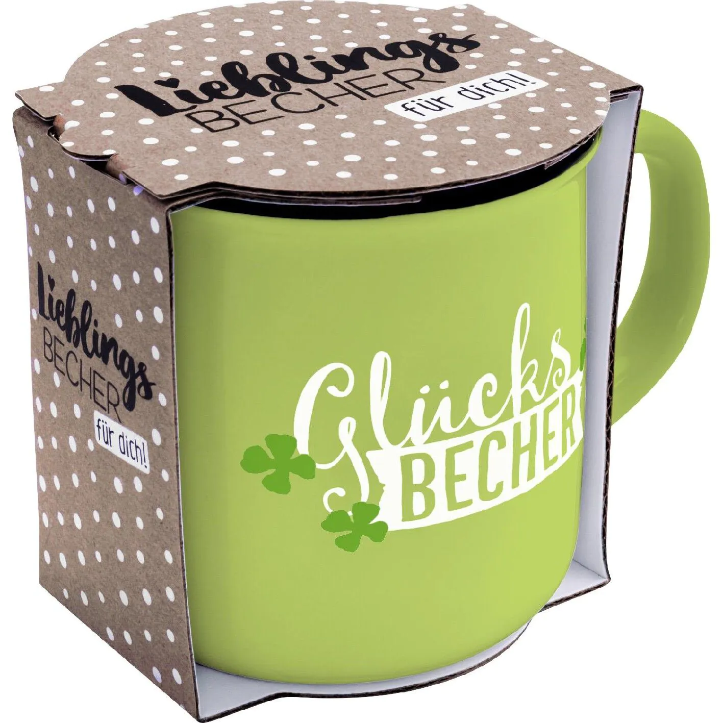 Becher Emaille-Optik, Glücksbecher, 350 ml