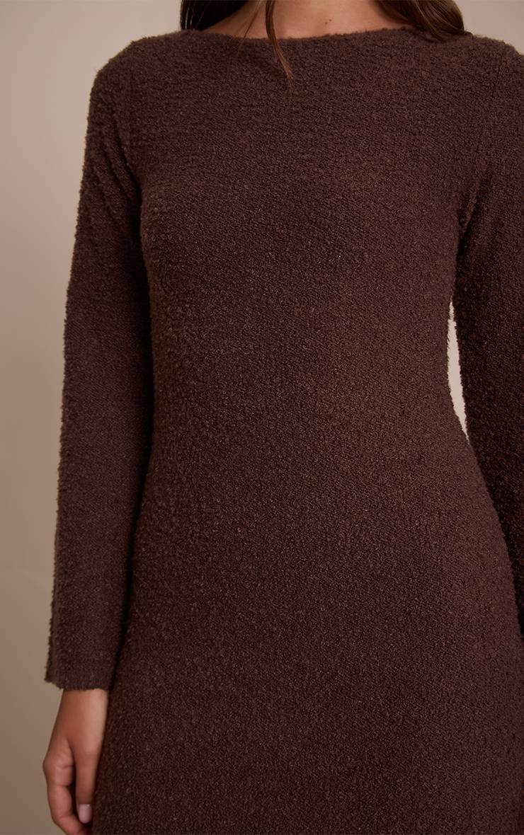 Chocolat Robe Maxi En Maille À Pompons Tricotée