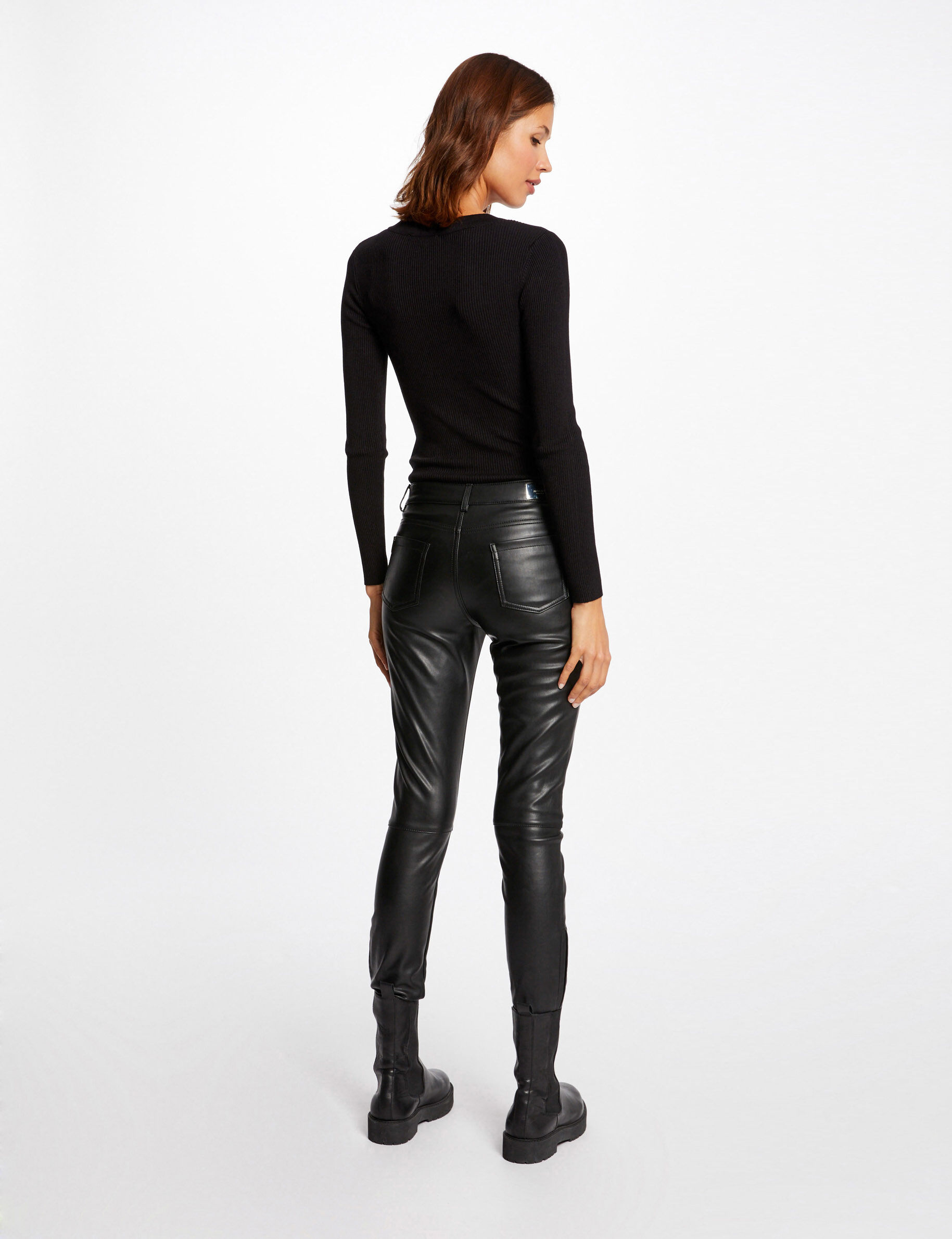 Pull manches longues boutons noir femme - noir