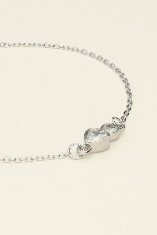 Armband dubbel strass hartje