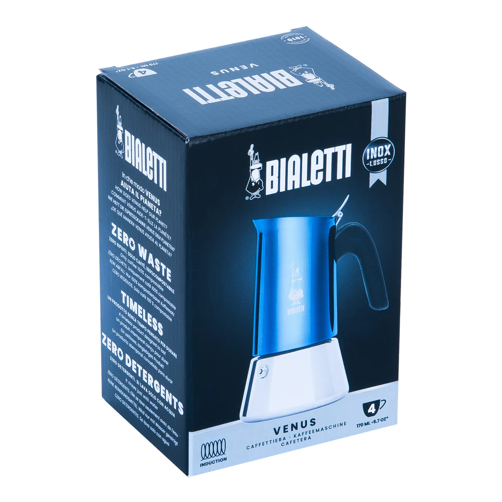 Cafetière induction 4 tasses Venus bleue en inox Bialetti