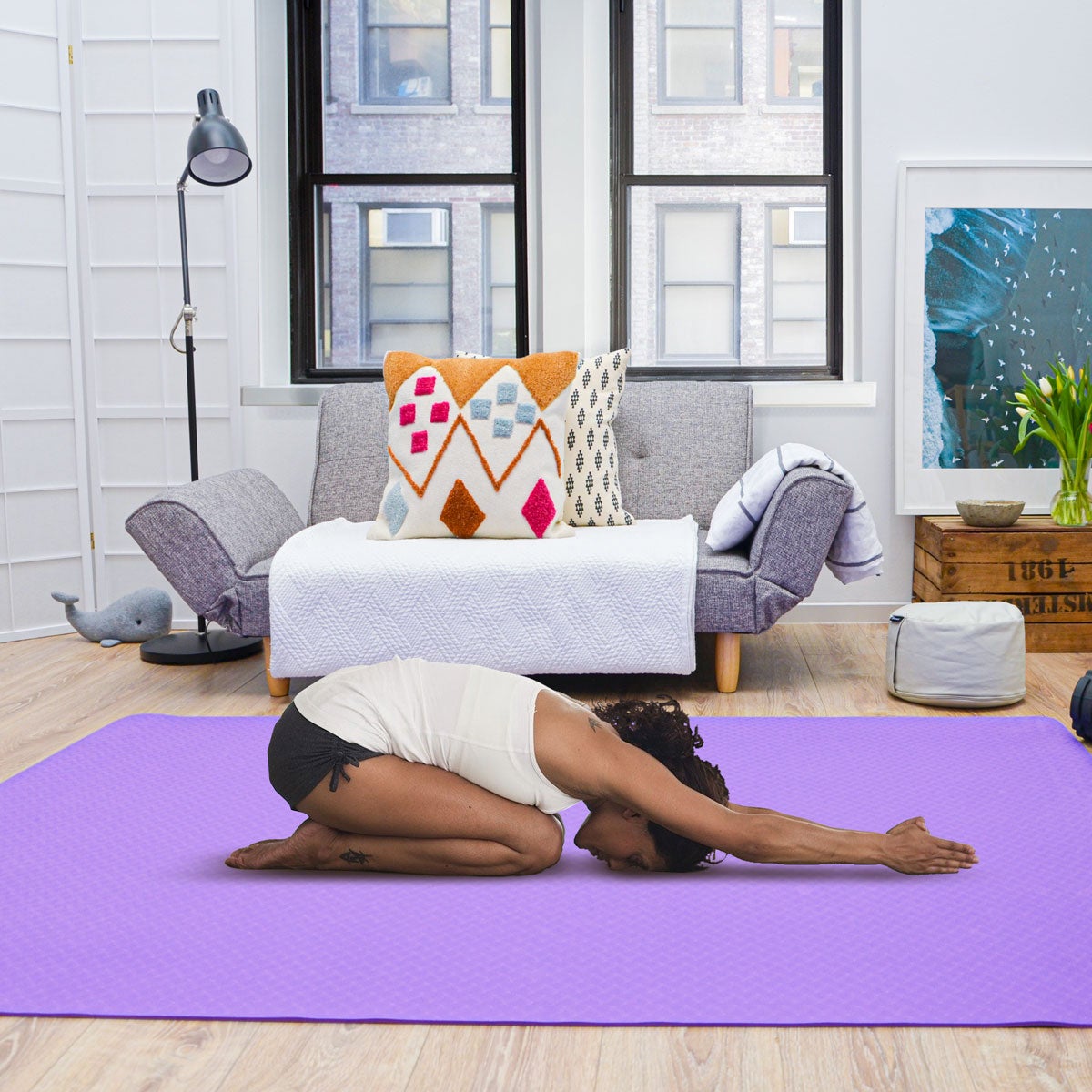 200x116 XXL Fitnessmat - Antislip - 6 mm Extra Brede Yogamat Aubergine