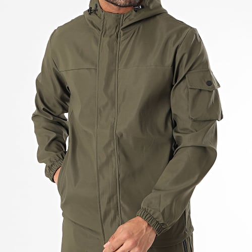 Ensemble Veste Zippée Capuche Et Pantalon Cargo Vert Kaki