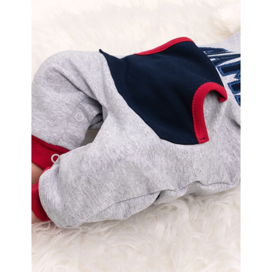Baby Sweets Overall I love Mama & Papa rot grau navy