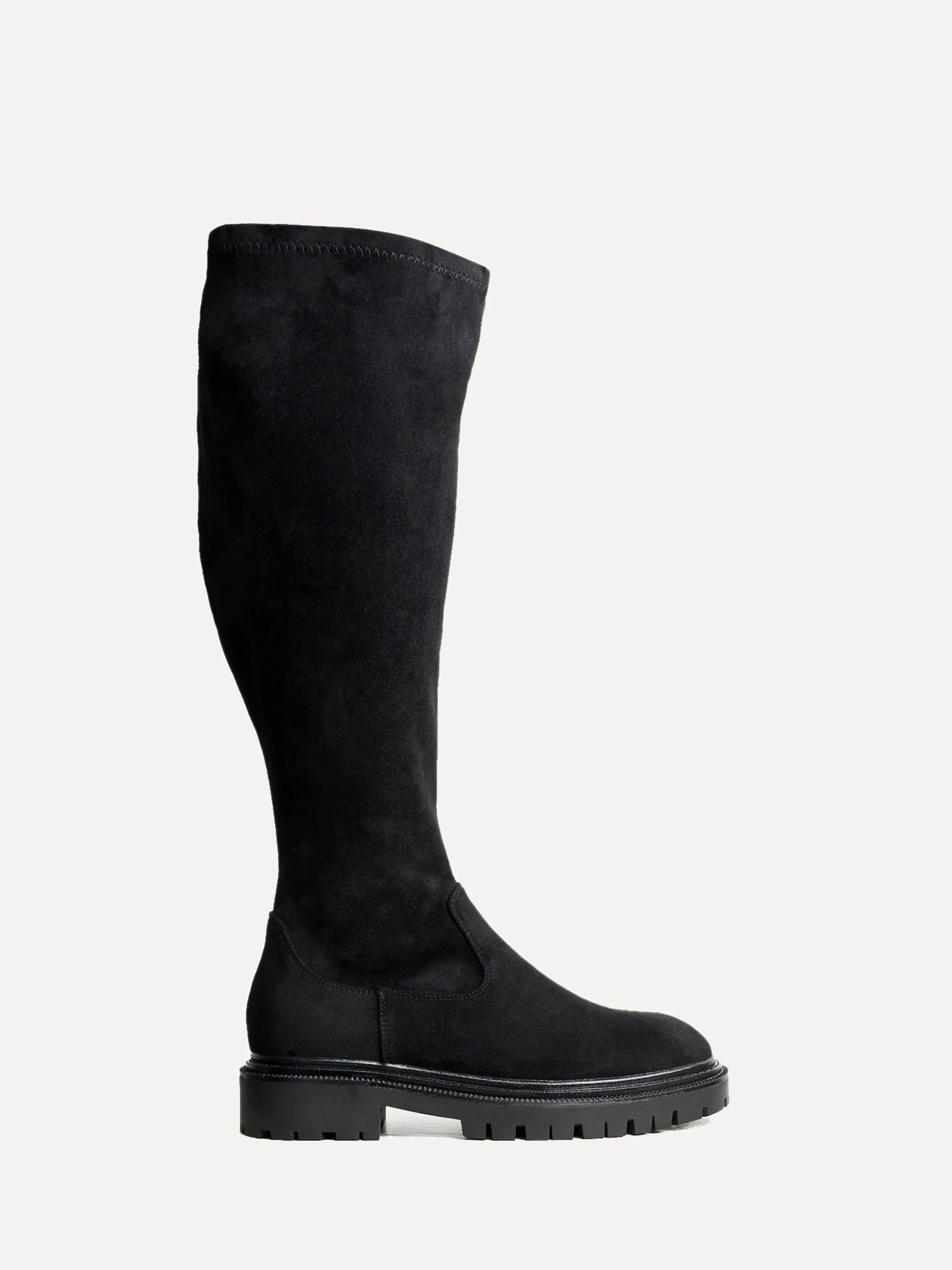 Zwart suède - Linzi Briody Wide Fit PU Stretch High Leg Boots