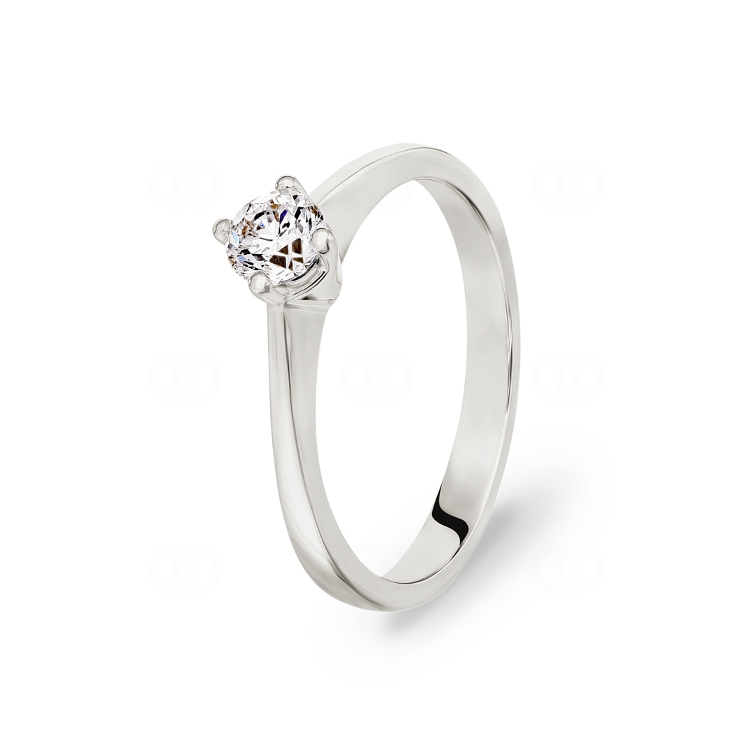 Verlobungsring 750/18 K Weissgold mit Diamant 0.40 ct H/si