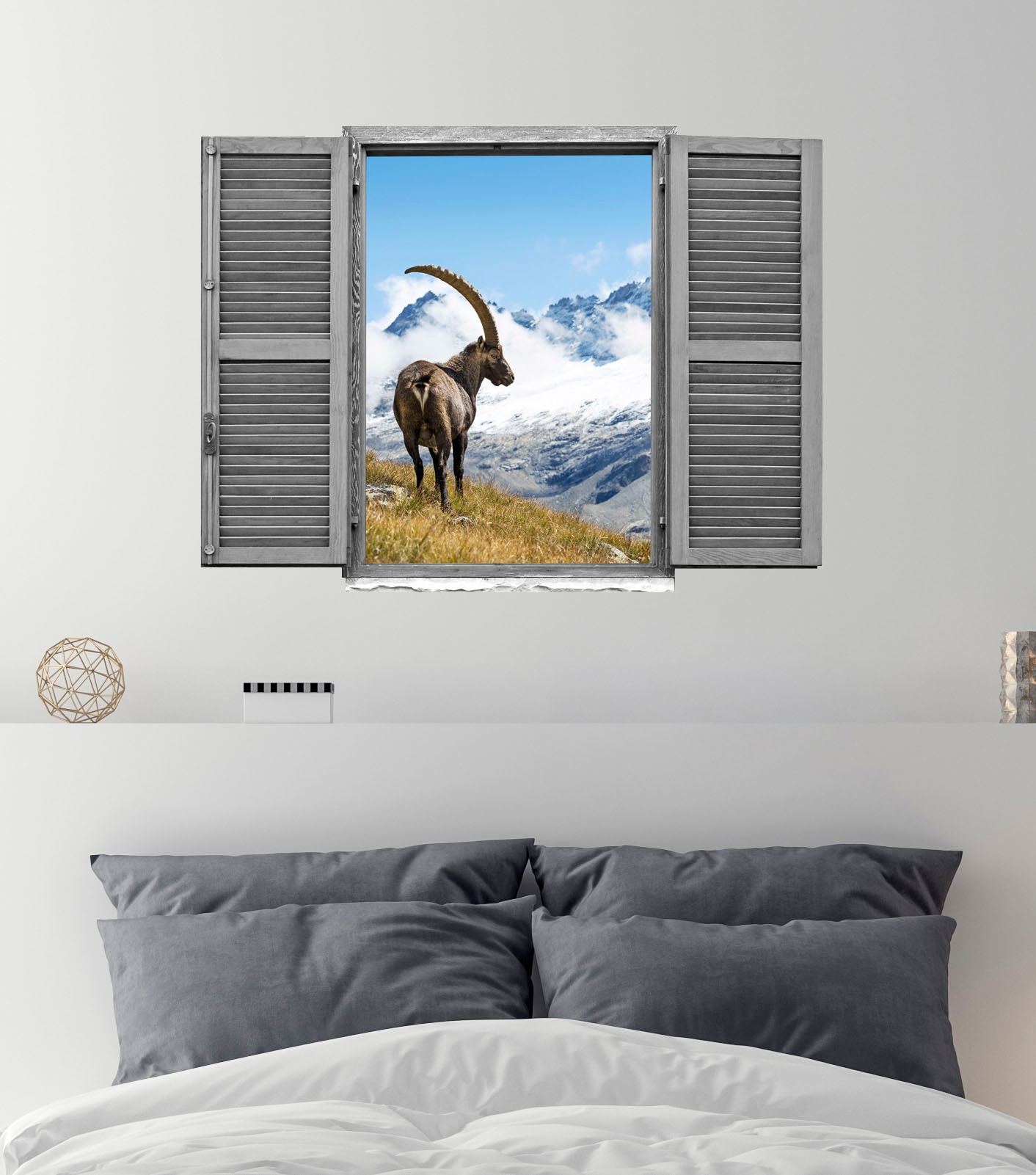 queence Wandtattoo »Steinbock« Wandsticker, Wandbild, selbstklebend, 3D, Fenster