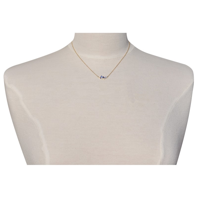 Collier Plaqué Or 9 Strass Ronds