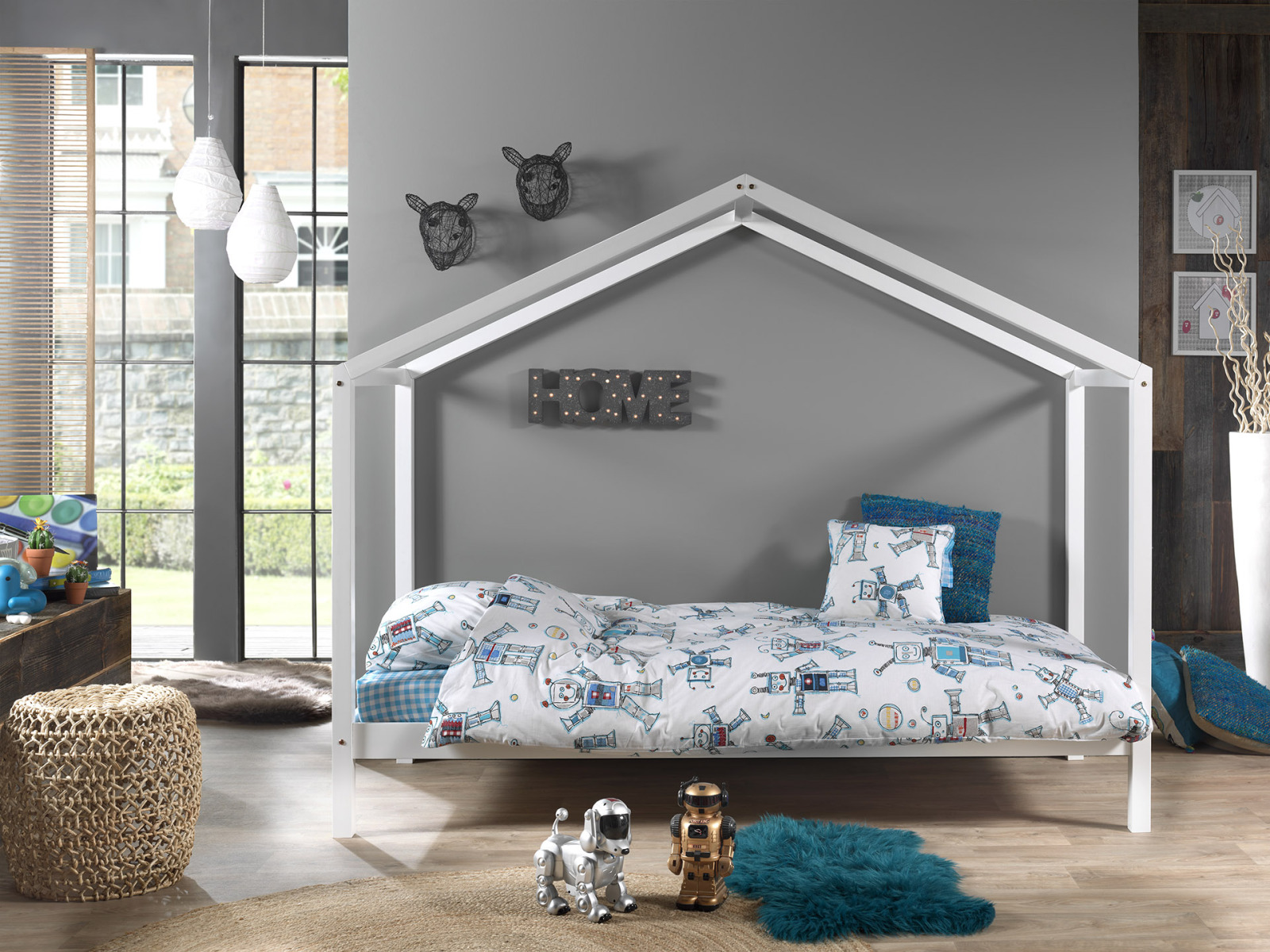Hausbett DALLAS 3 - weiß - Kiefer massiv - 90x200 cm