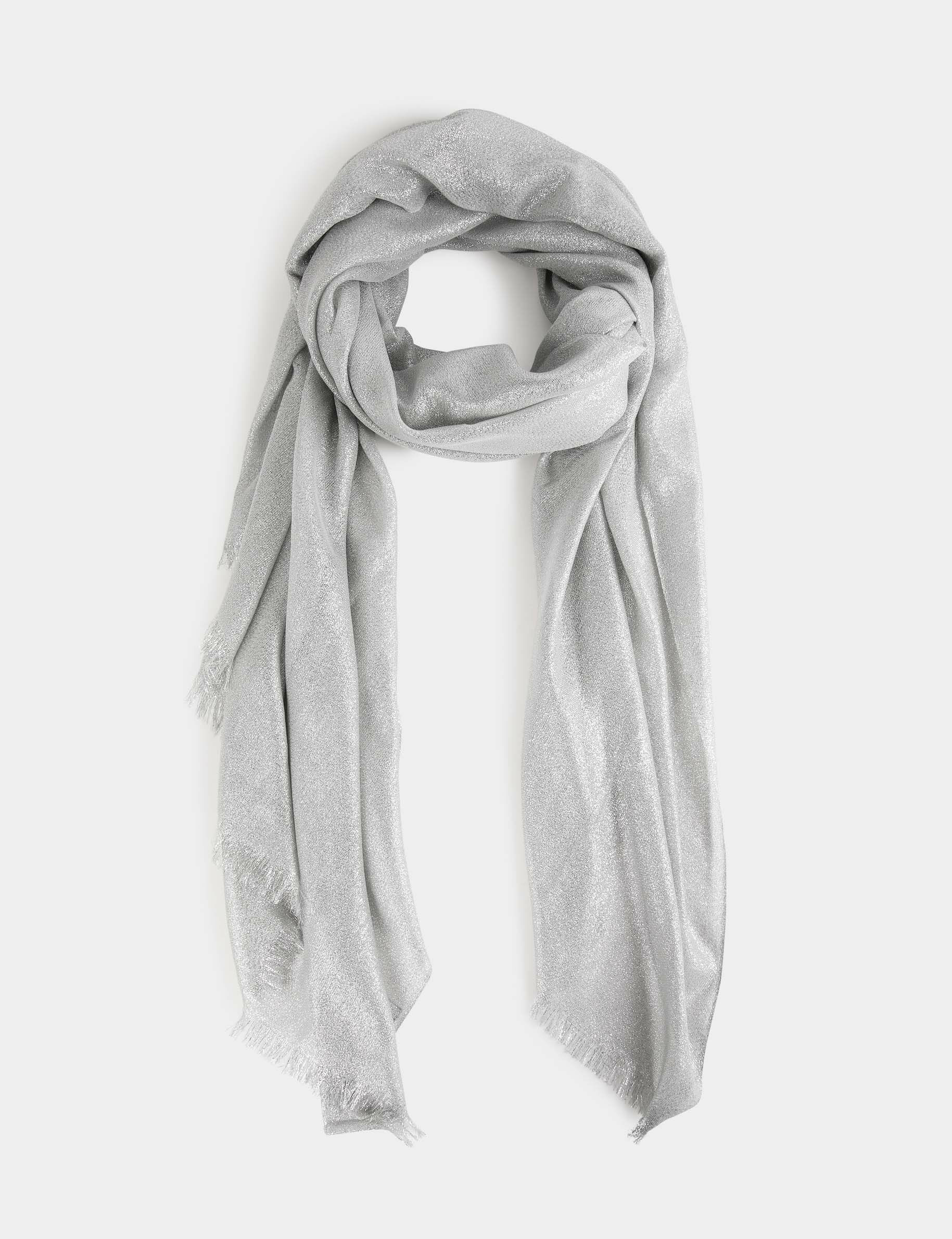Foulard avec fils métallisés argente femme - argente