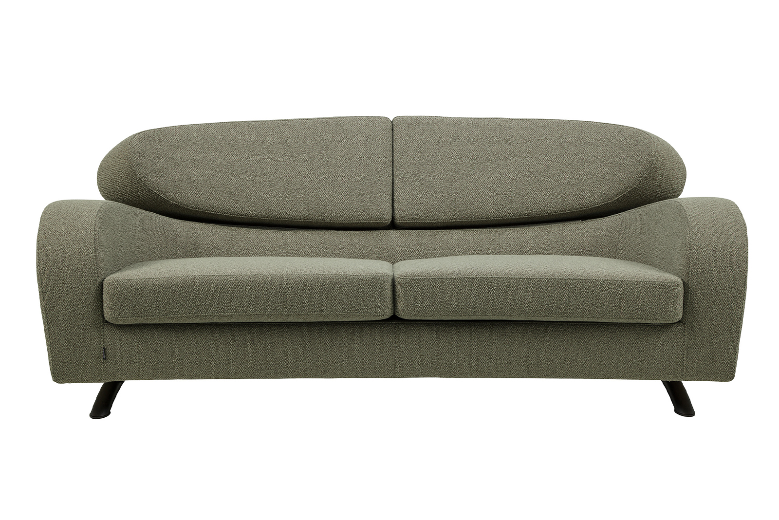 Stream sofa I tekstil Taffie olive med sortlakkerte ben.