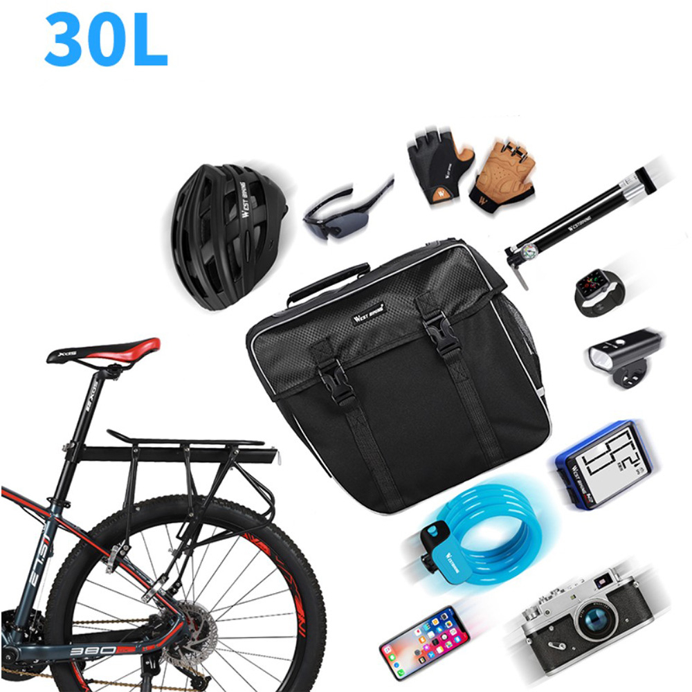 (30L) Wasserfeste Fahrrad Gepäckträger Gravel Bike Tasche Velo Organizer - Schwarz