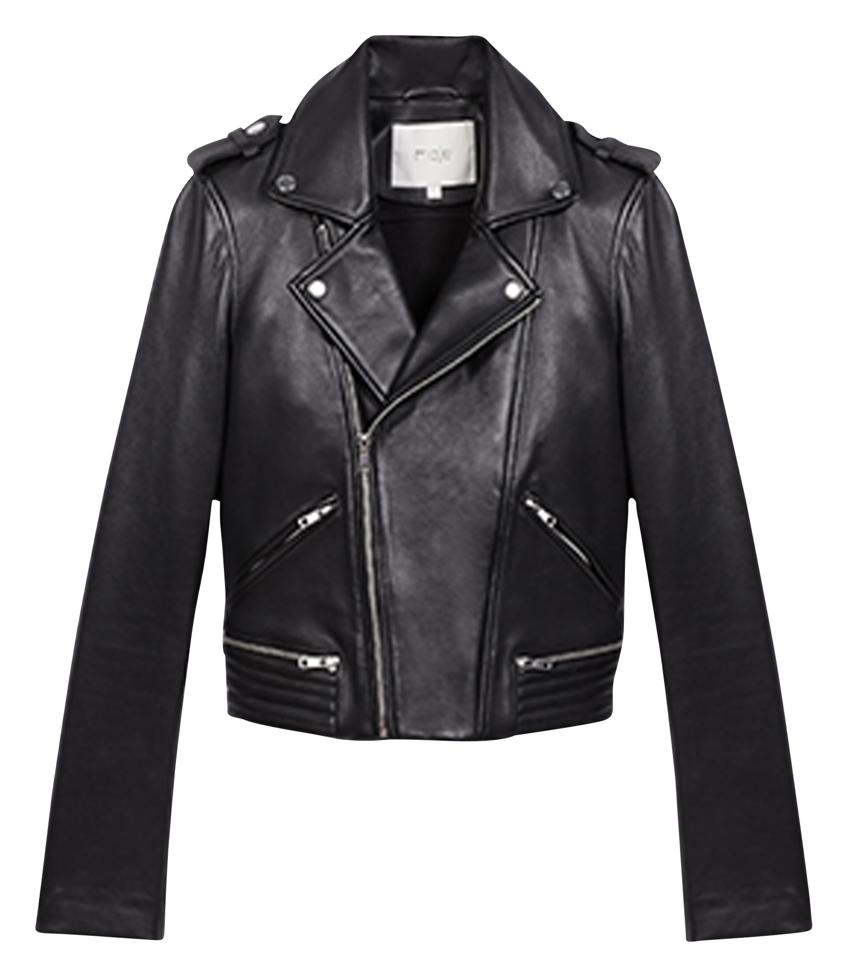 Blouson court en cuir | Noir