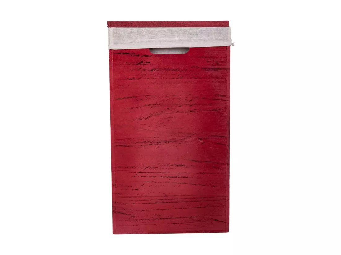 Ensemble de 2 paniers à linge en bois rouges