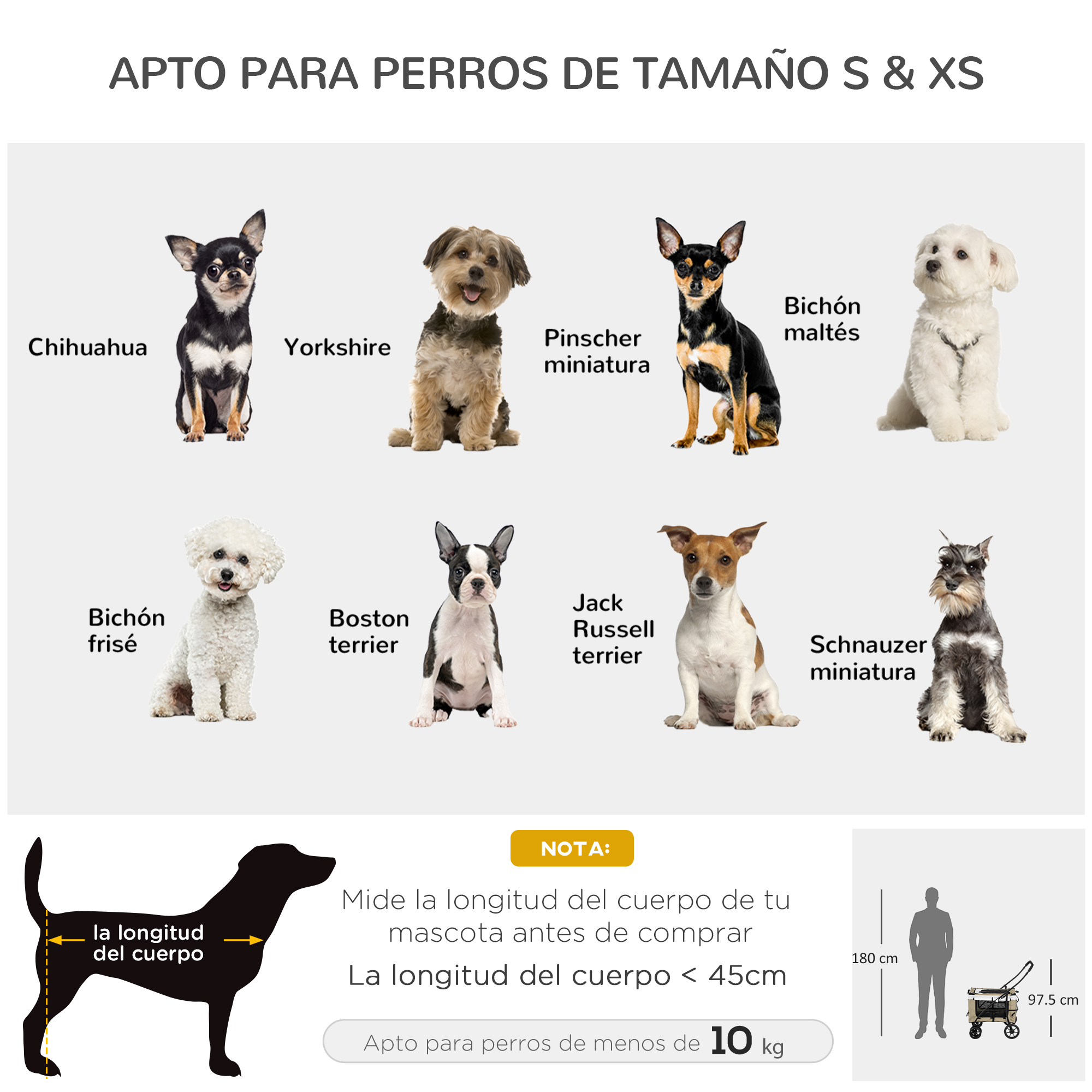 Carrinho para cães PawHut, dobrável, com vagão destacável, 4 portas com zíper, 2 cintos de segurança, 2 alças de transporte e almofada, cor cáqui.
