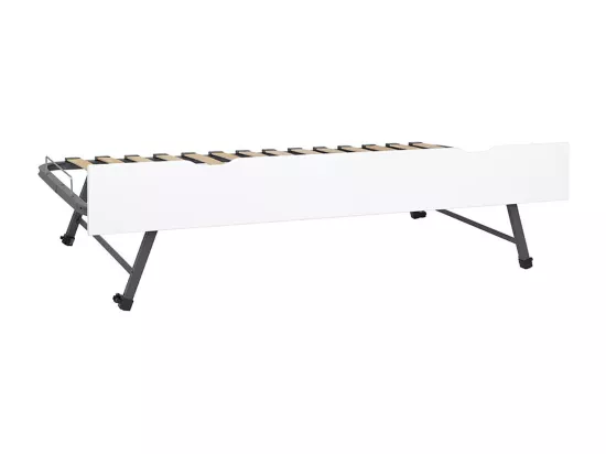 Sommier gigogne avec façade 2 mains 90x190 cm bois massif blanc MAKURIA