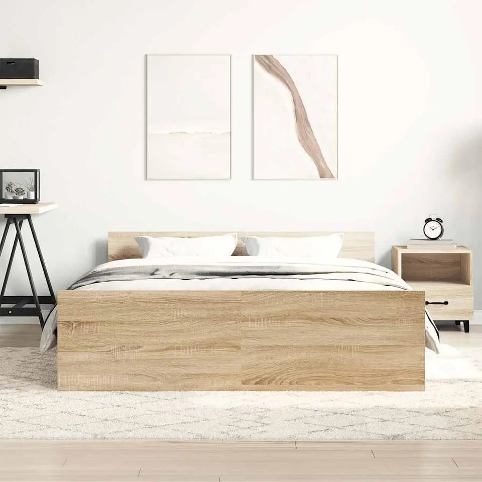 vidaXL - Bed frame met hoofd- en voeteneinde - sonoma eikenkleur - 140x200 cm