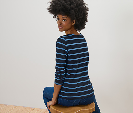 Gestreiftes Langarmshirt, dunkelblau