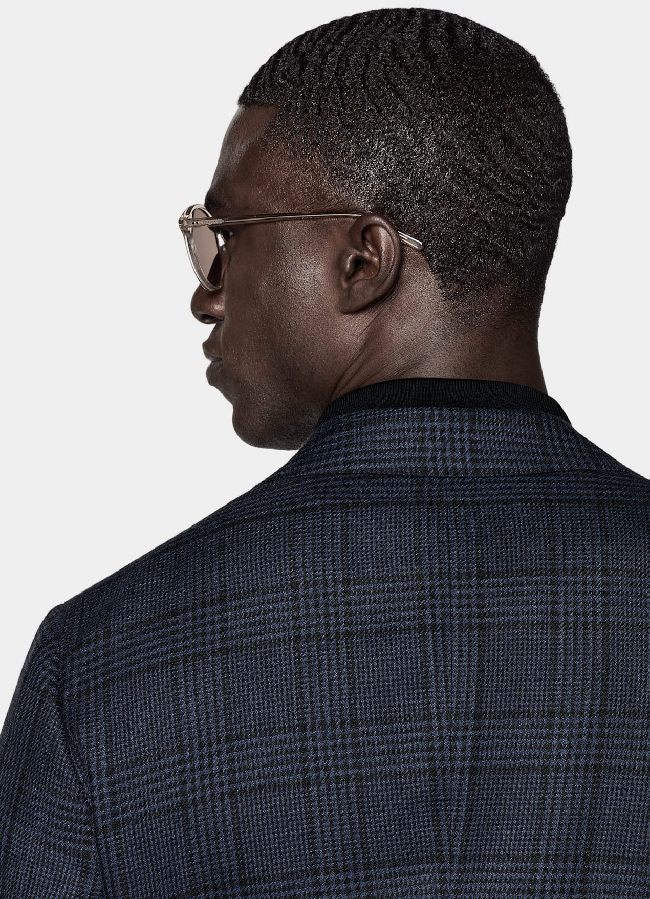 Blazer Havana coupe Tailored bleu marine à carreaux