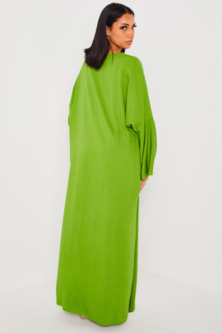 Ensemble 2 pièces robe + pantalon vert et beige