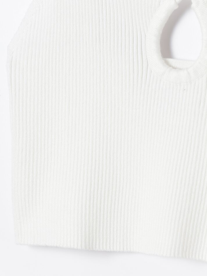 Top cropped canelado - Branco