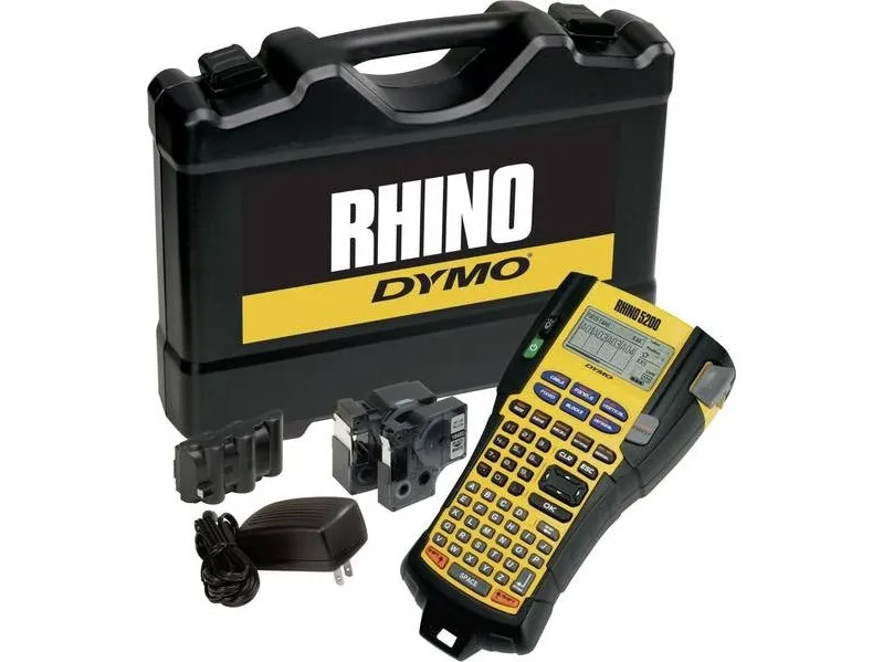 DYMO Rhino 5200 - Hard Case Kit - etikettemaskine - S/H - Rulle (1,9 cm) - skærer - gul