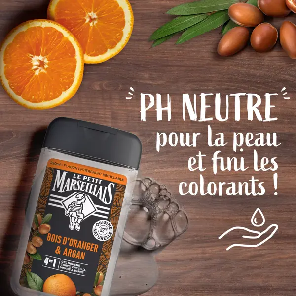 Le Petit Marseillais Gel de banho masculino Flor de Laranjeira e Argan 250 ml