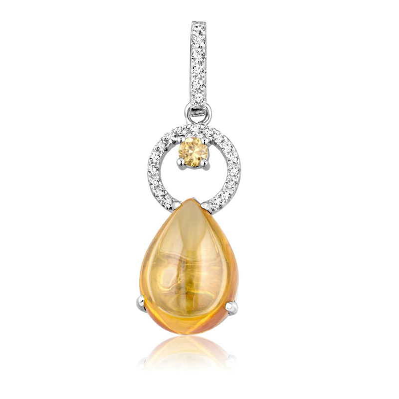 Pendentif en Argent orné de 25 Cristaux Swarovski Zirconia Blancs et Jaune