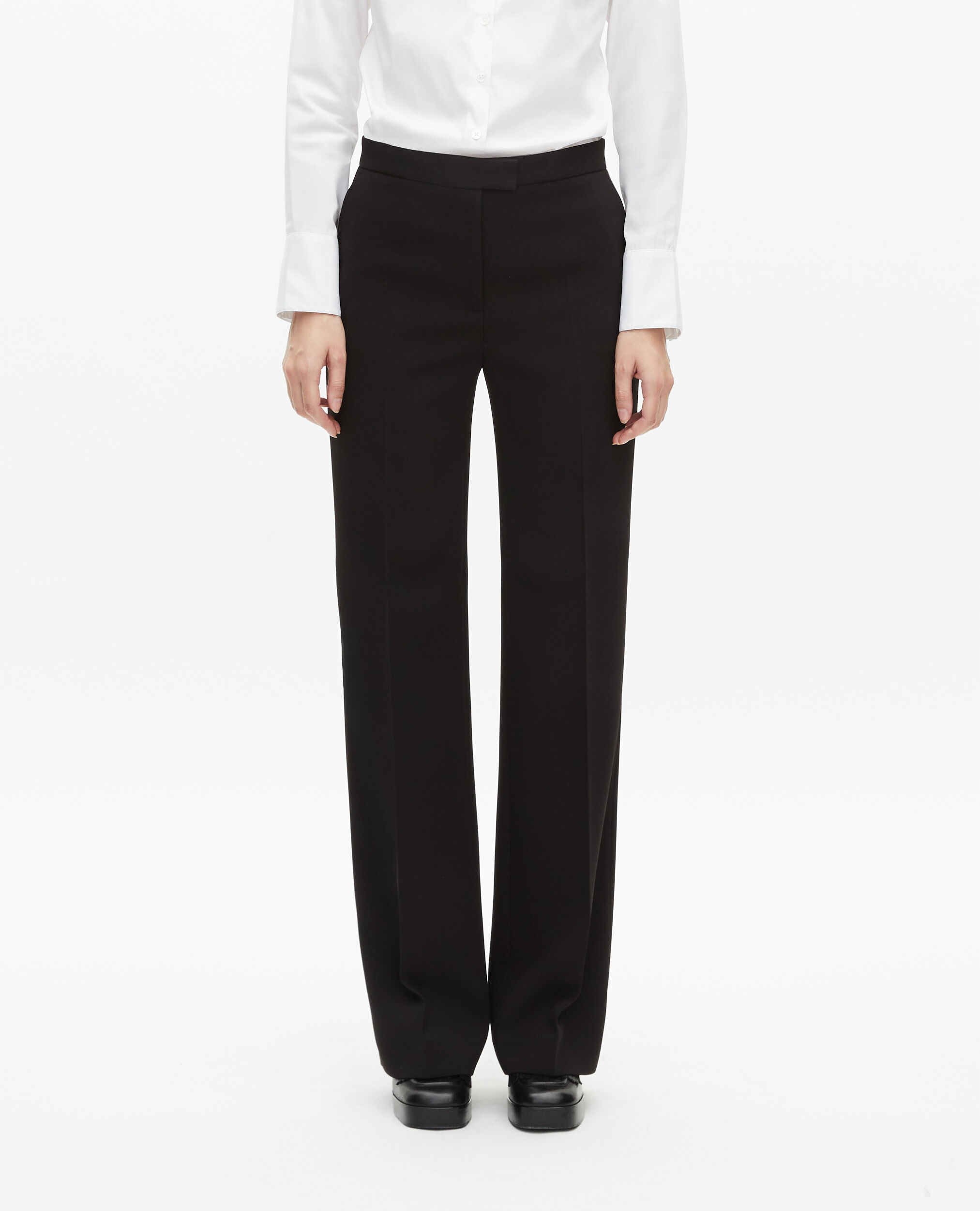Pantalon tailleur en crêpe coupe droite noir