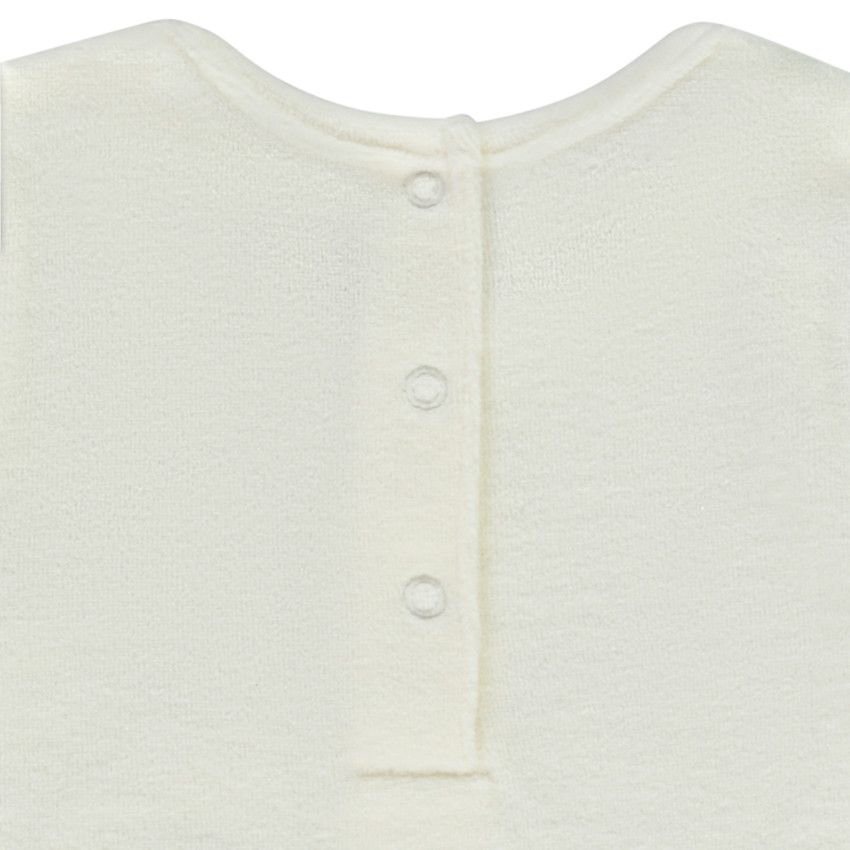 Pyjama long 2 pièces en velours pour bébé fille - Ecru