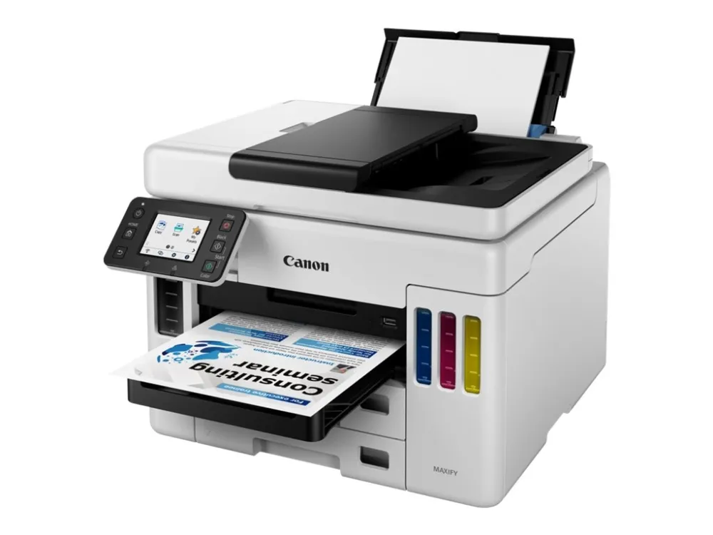 Canon MAXIFY GX7050 - Multifunktionsprinter - farve - blækprinter - kan genopfyldes - Legal (216 x 356 mm)/A4 (210 x 297 mm) (original) - A4/Legal (medie) - op til 24 ipm (udskriver) - 600 ark - 33.6 Kbps - LAN, Wi-Fi(n), USB 2.0, USB vært