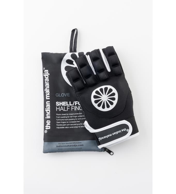 The Indian Maharadja Glove shell/foam half finger (left)-black Hockeyhandschoen