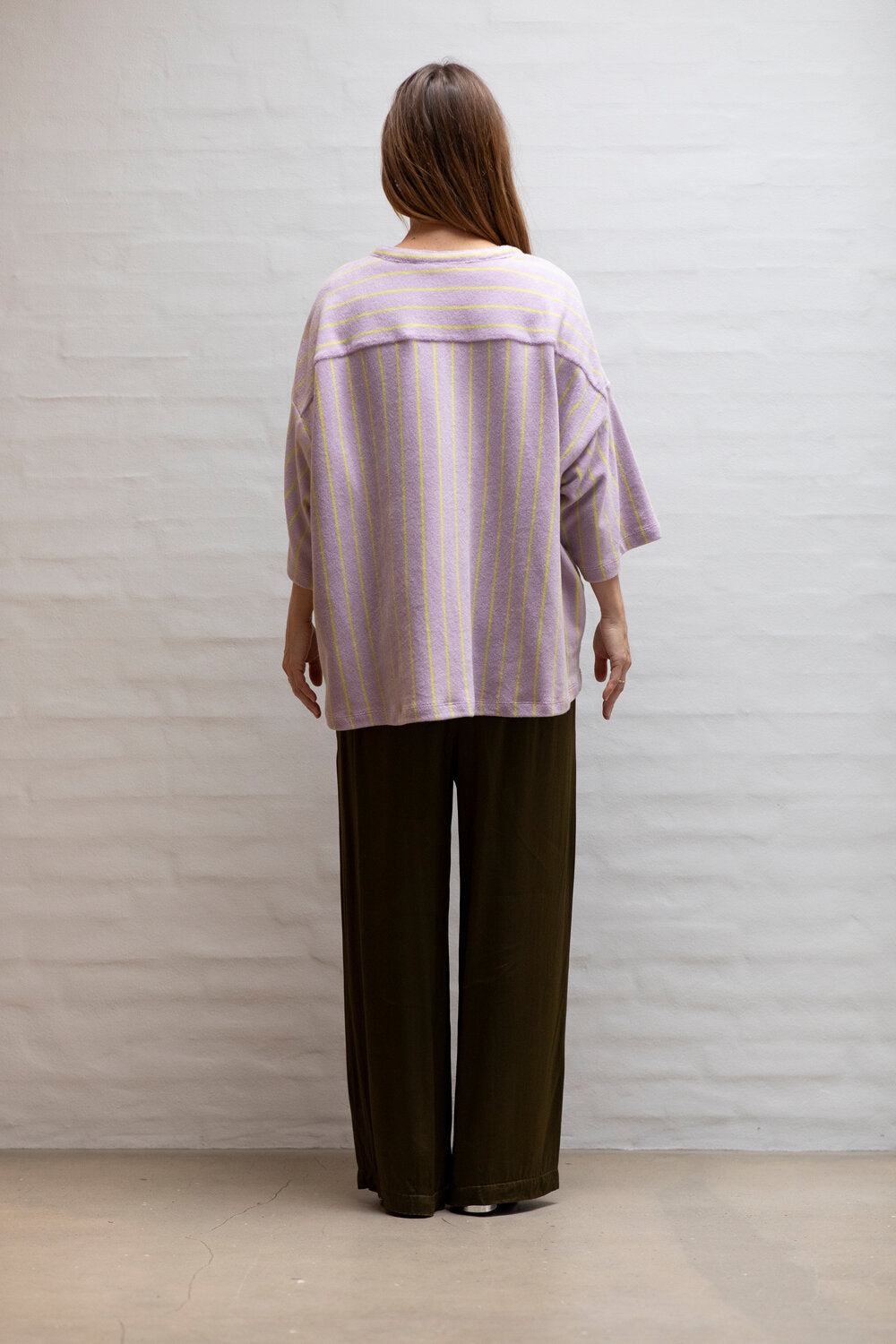 Bongusta  Naram oversized skjorte - lilac & neon yellow
