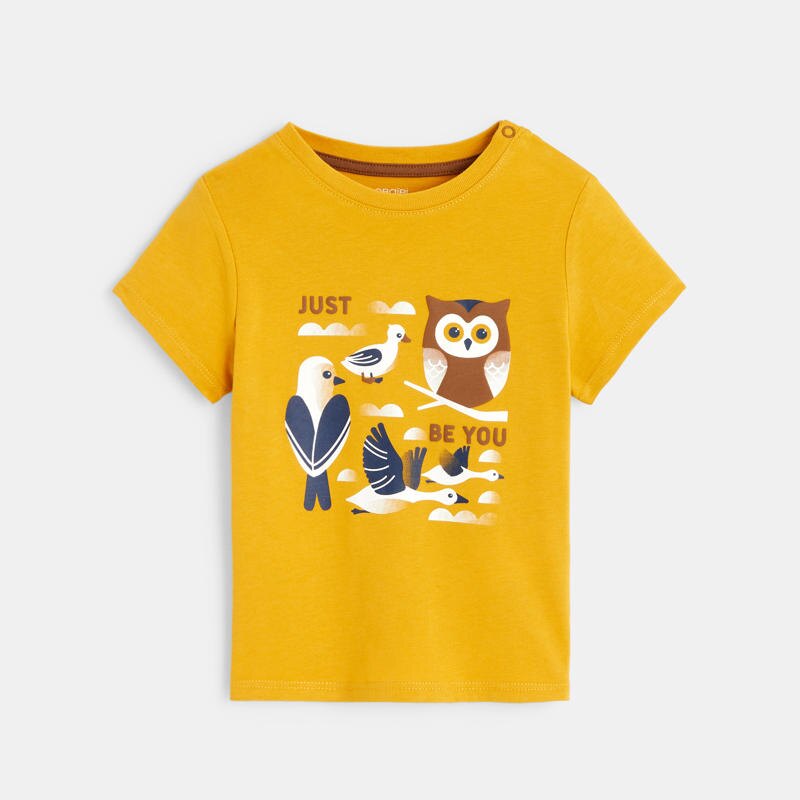 T-shirt oiseaux jaune bébé garçon Jaune
