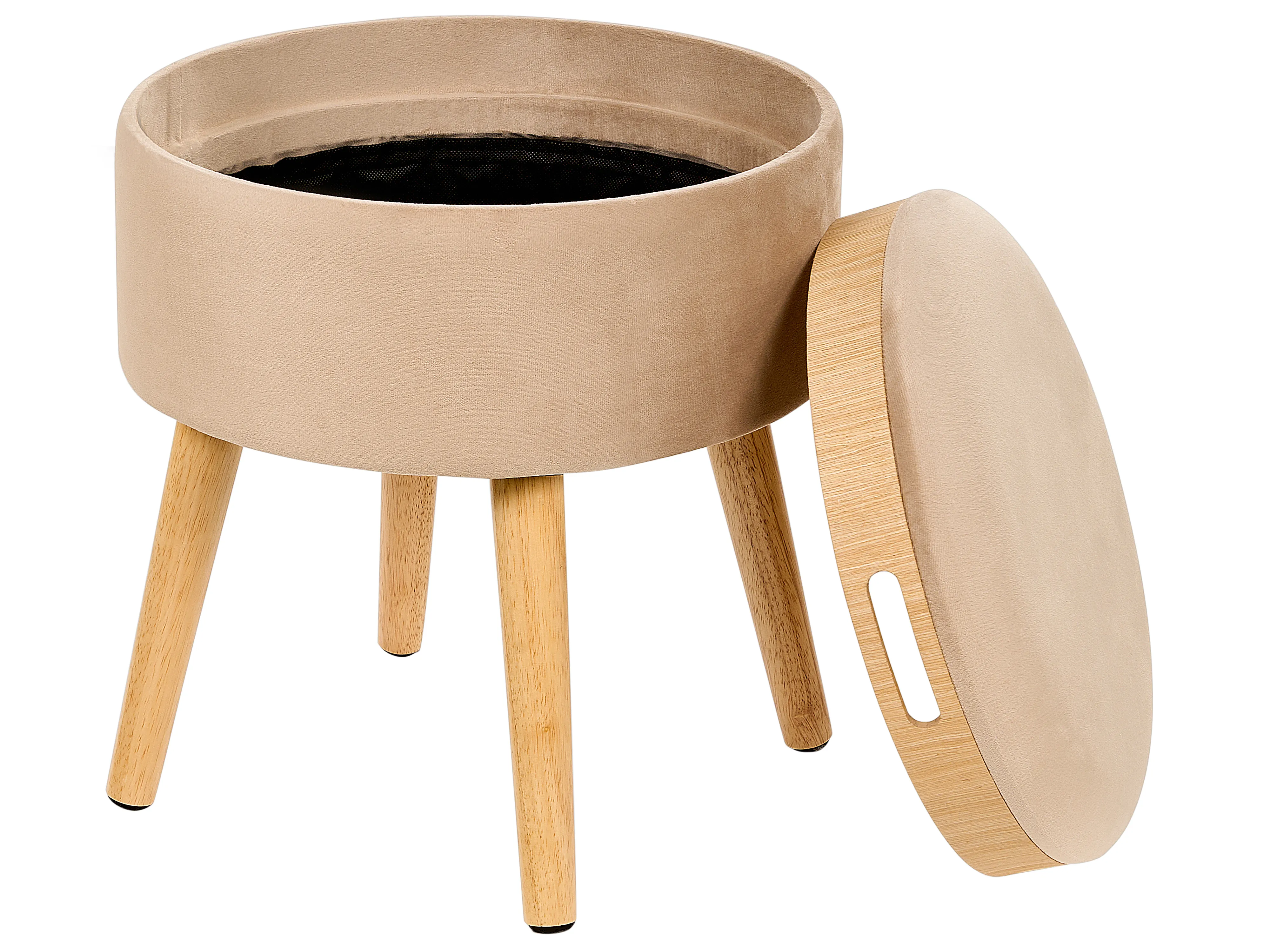 Hocker met opbergruimte NEELY Fluweel Beige