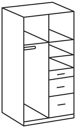 Drehtürenschrank Click Weiß/Eiche sägerau Nachbildung ca. 91 x 199 x 58 cm