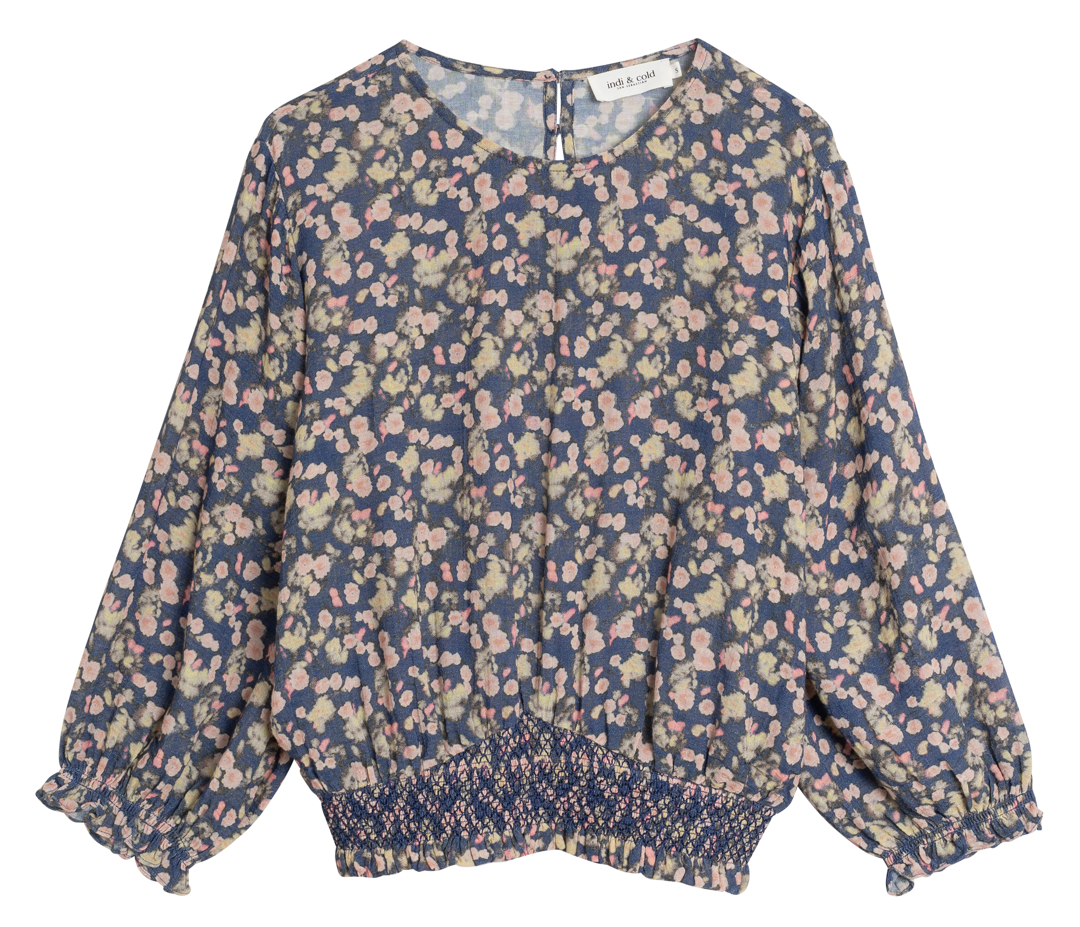 Blouse col rond droite en coton bio imprimé | Vert