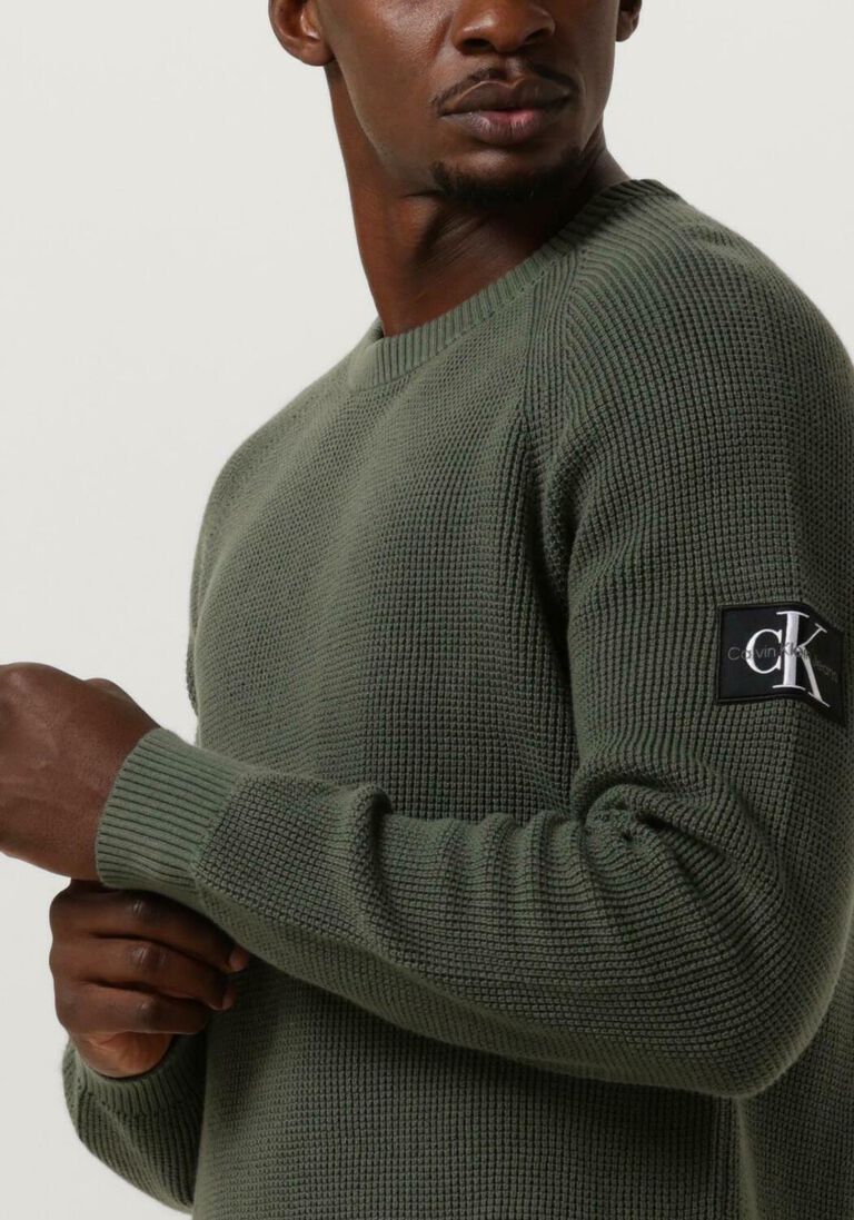 CALVIN KLEIN donkergroene calvin klein sweater badge easy sweater