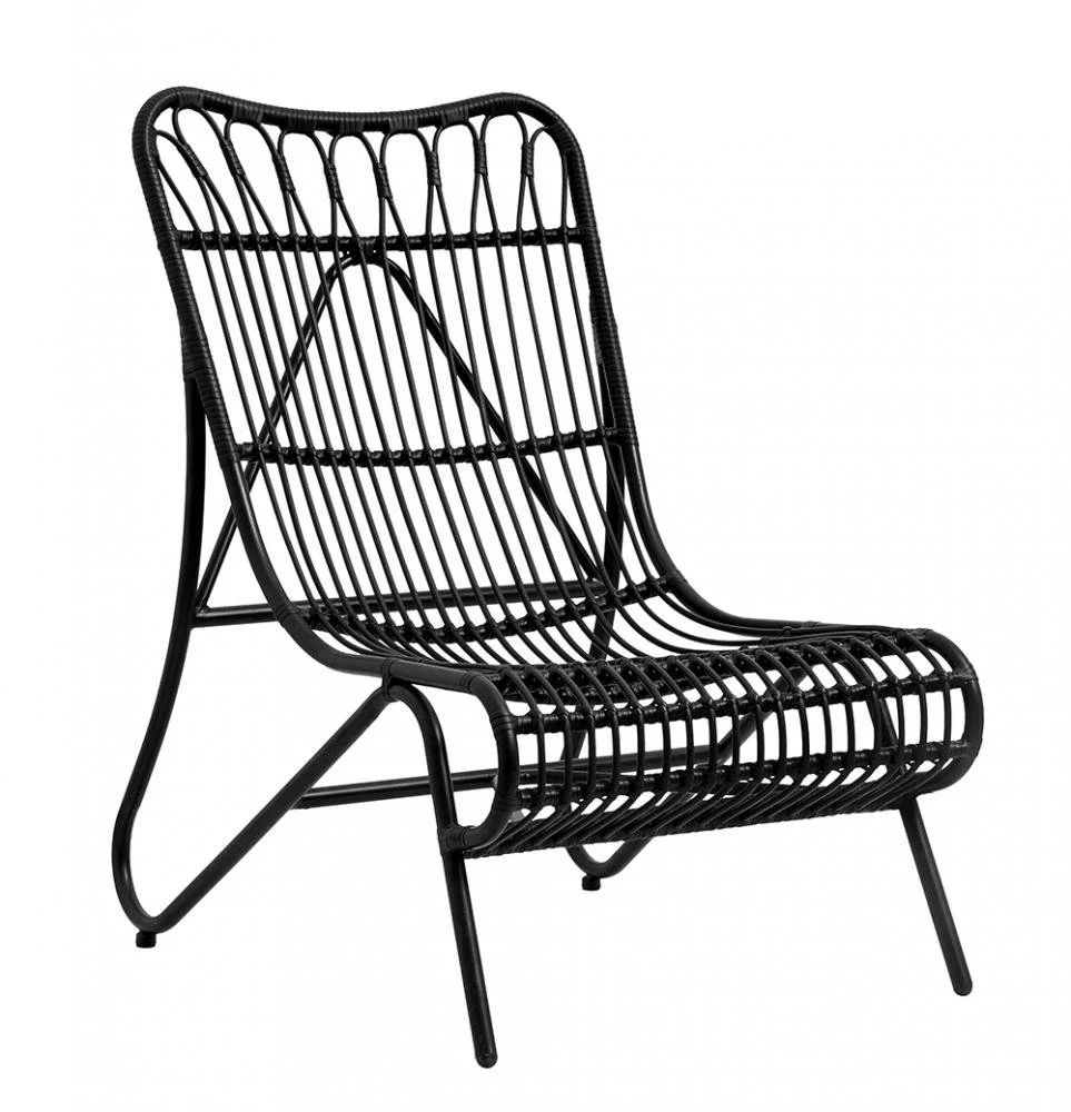 Nordal  Garden kurvestol i flettet polyrattan - sort