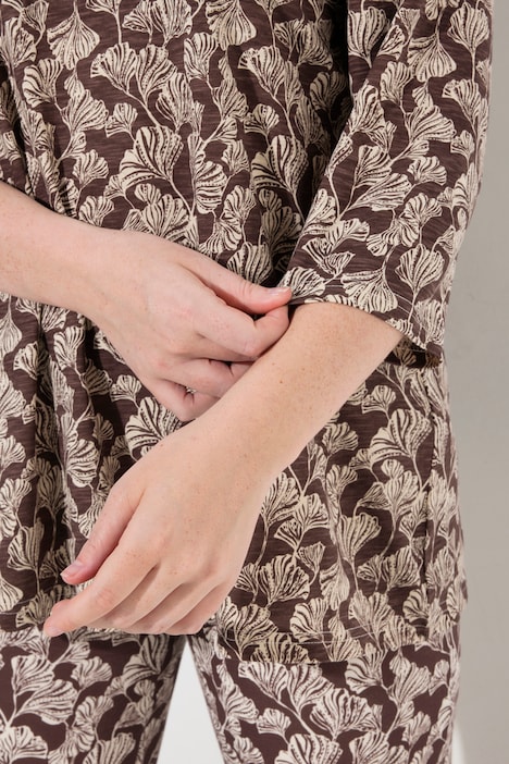 Shirt, Biesen, V-Ausschnitt, 3/4-Arm, Biobaumwolle